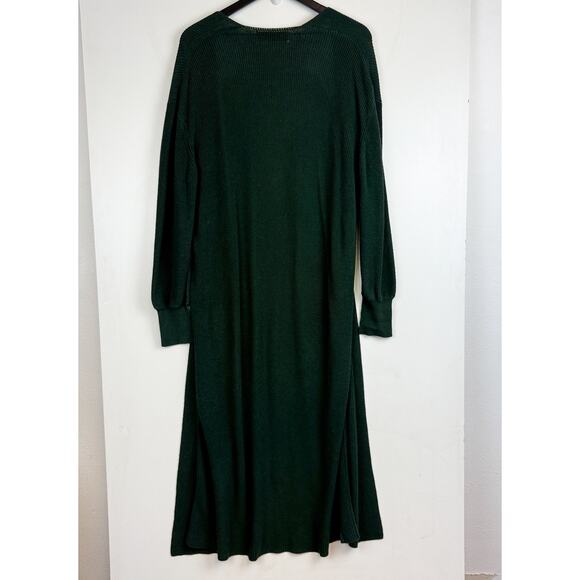 Free People Beach Long Duster Knit Cardigan Sweater Green - M - Picture 6 of 10